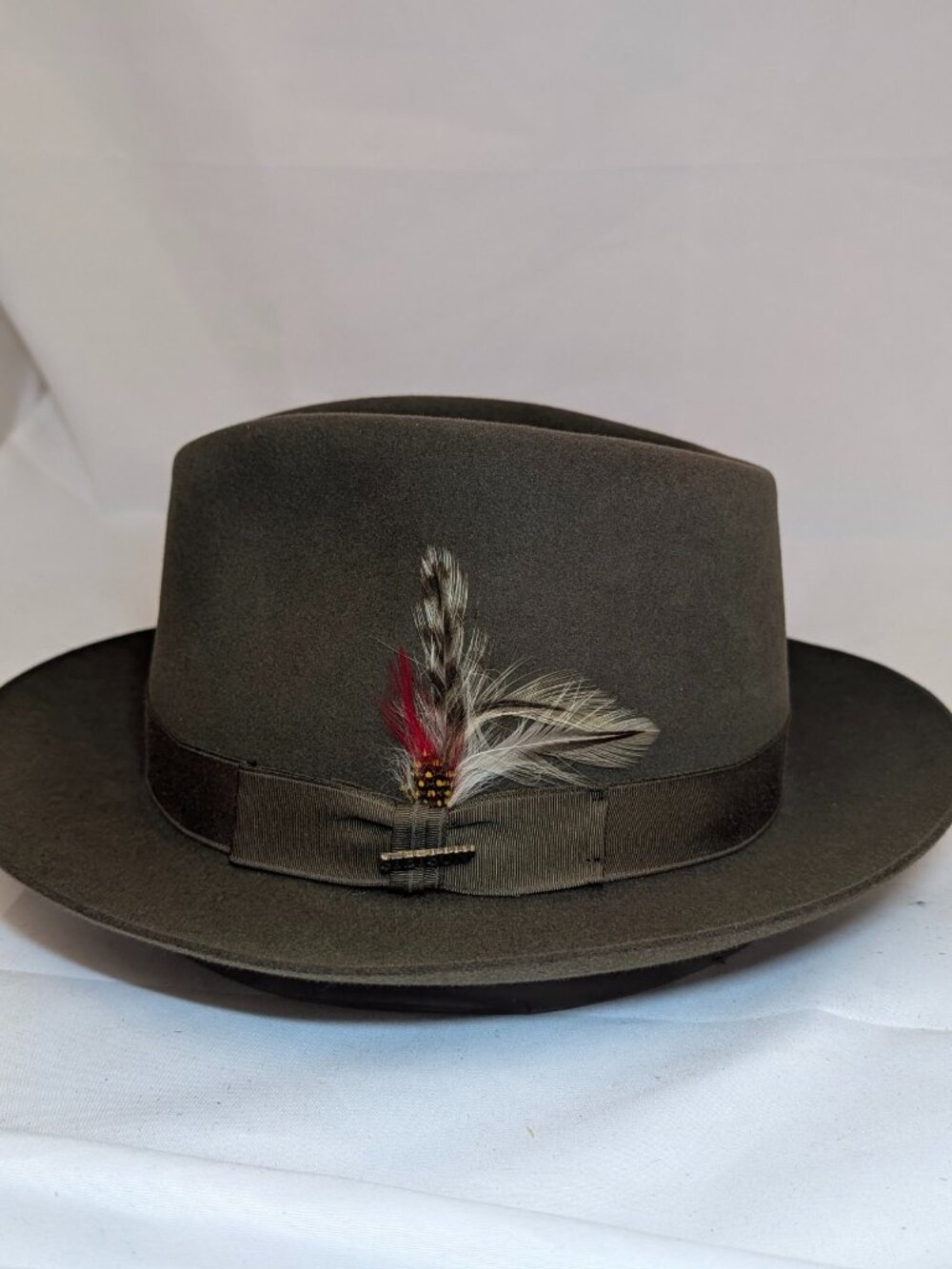 Stetson Sovereign Olive Fur Felt Fedora 7 1/8 (57) Raw Brim